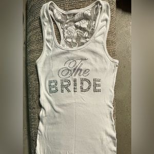 David’s Bridal “The Bride”, beaded Rhinestones white Tank top